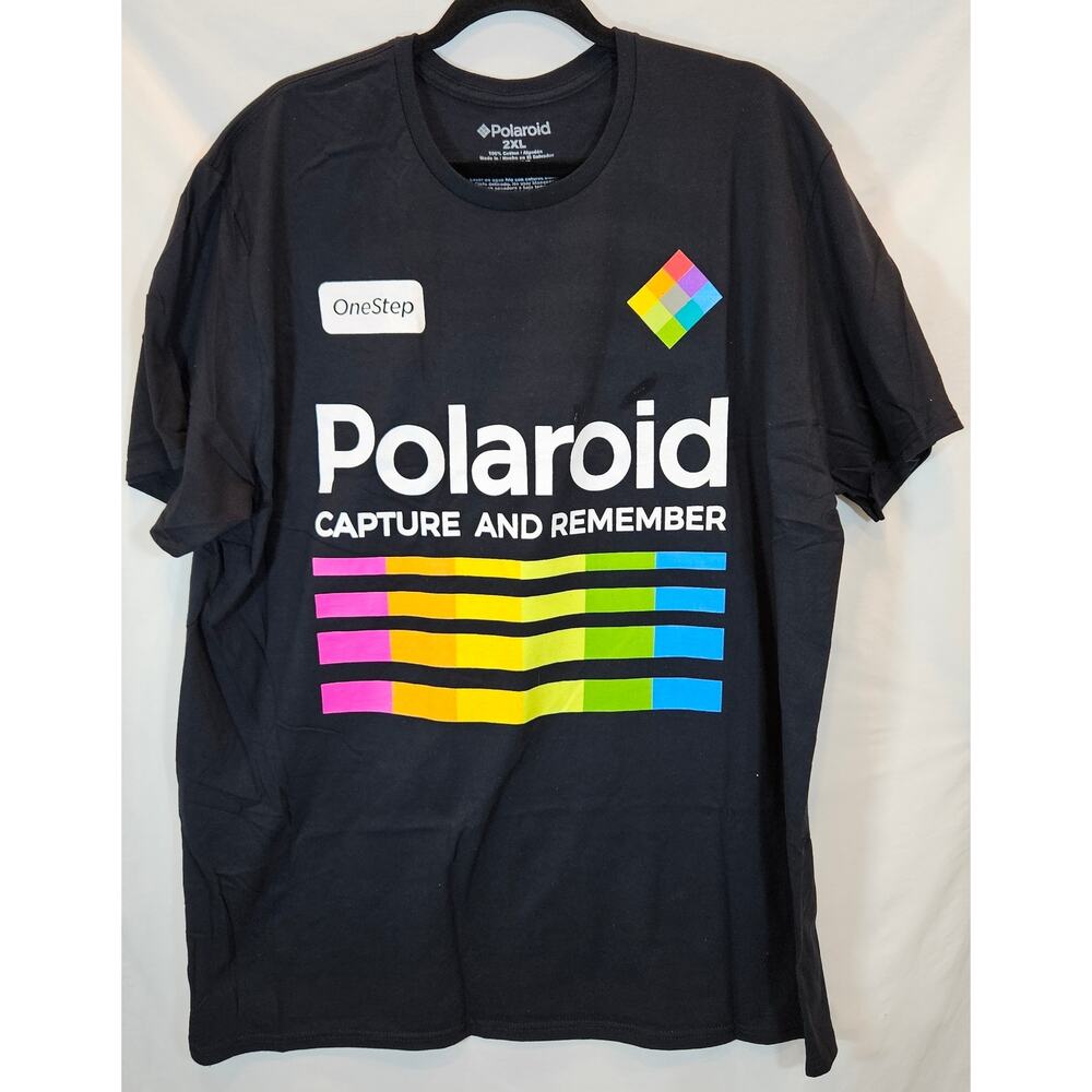 C-Life Polaroid Rainbow Spectrum Graphic Tee Black 2XL NWOT